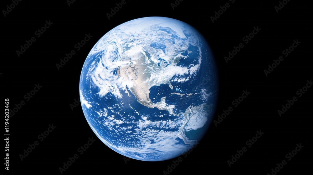 Stunning View of Earth from Space Showing North America and Surrounding Oceans Stunning View of Earth from Space Showing North America and Surrounding Oceans