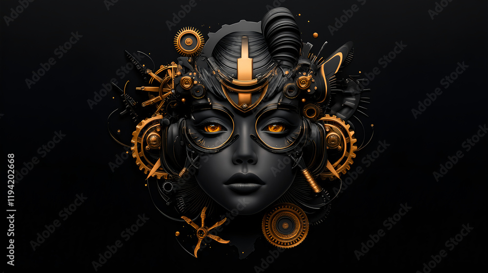 Cyberpunk Steampunk Woman Face Cyberpunk Steampunk Woman Face