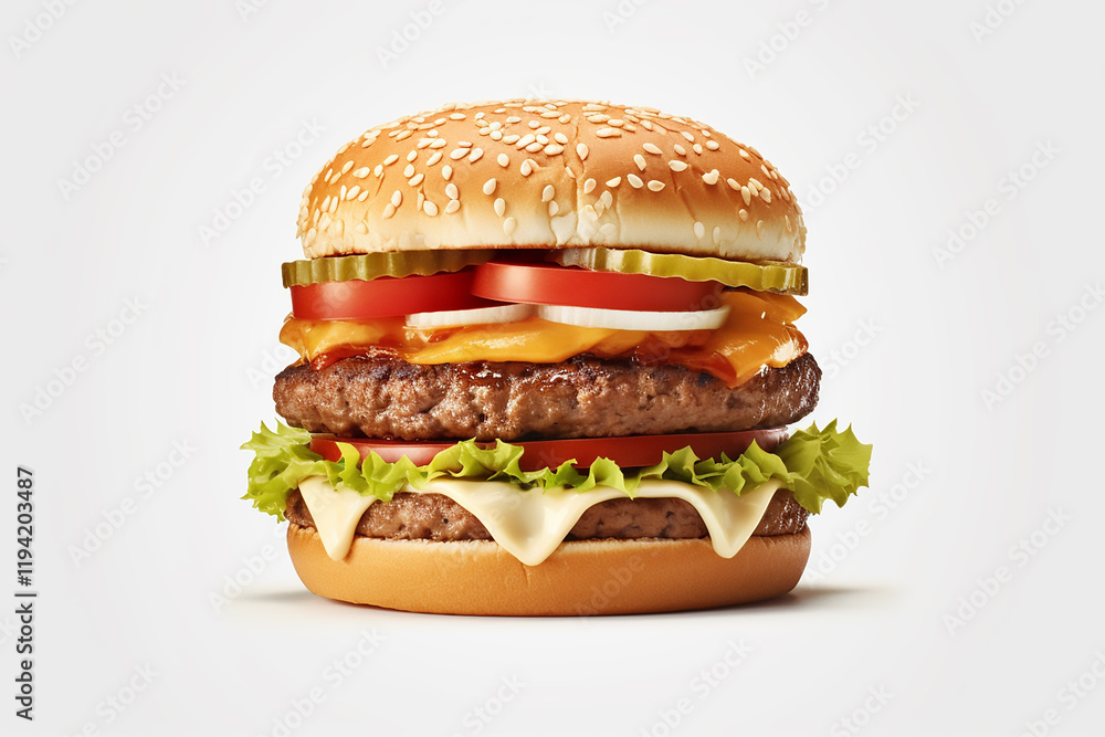 Big hamburger with meat, vegetables and sauce isolated on white background hamburger isolated on a white background
Big hamburger with meat, vegetables and sauce isolated on white background hamburger isolated on a white background