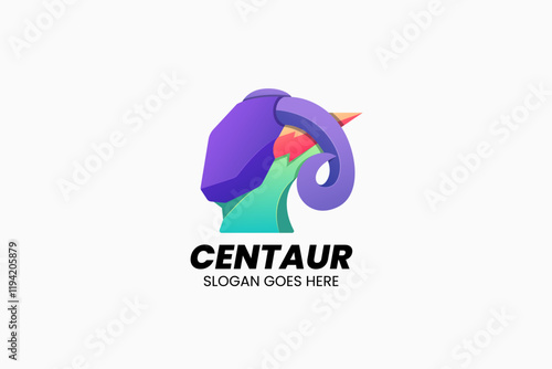 Centaur Head Gradient Colorful Logo. Vector Illustration
