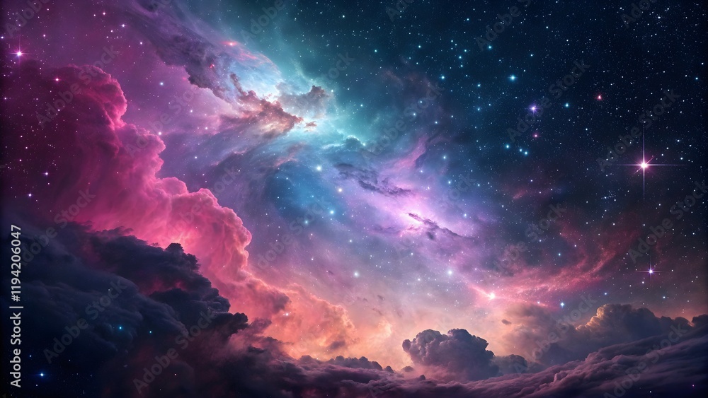 Fototapeta premium Beautiful nebulae and stars in the night sky. Supernova background wallpaper 