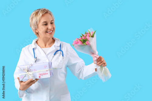 Mature female doctor with t...
