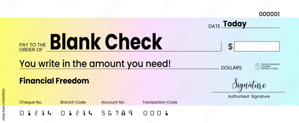 Obraz premium Blank check, bank cheque design, vector format