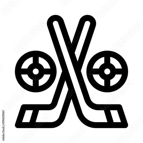 hockey sticks crossed line icon