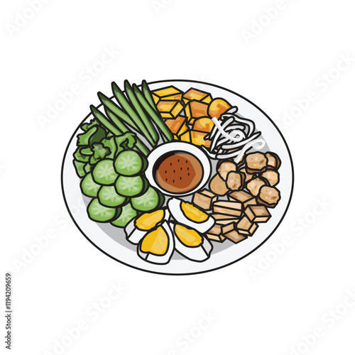 Gado-gado indonesia street food illustration vector