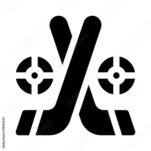 hockey sticks crossed glyph icon