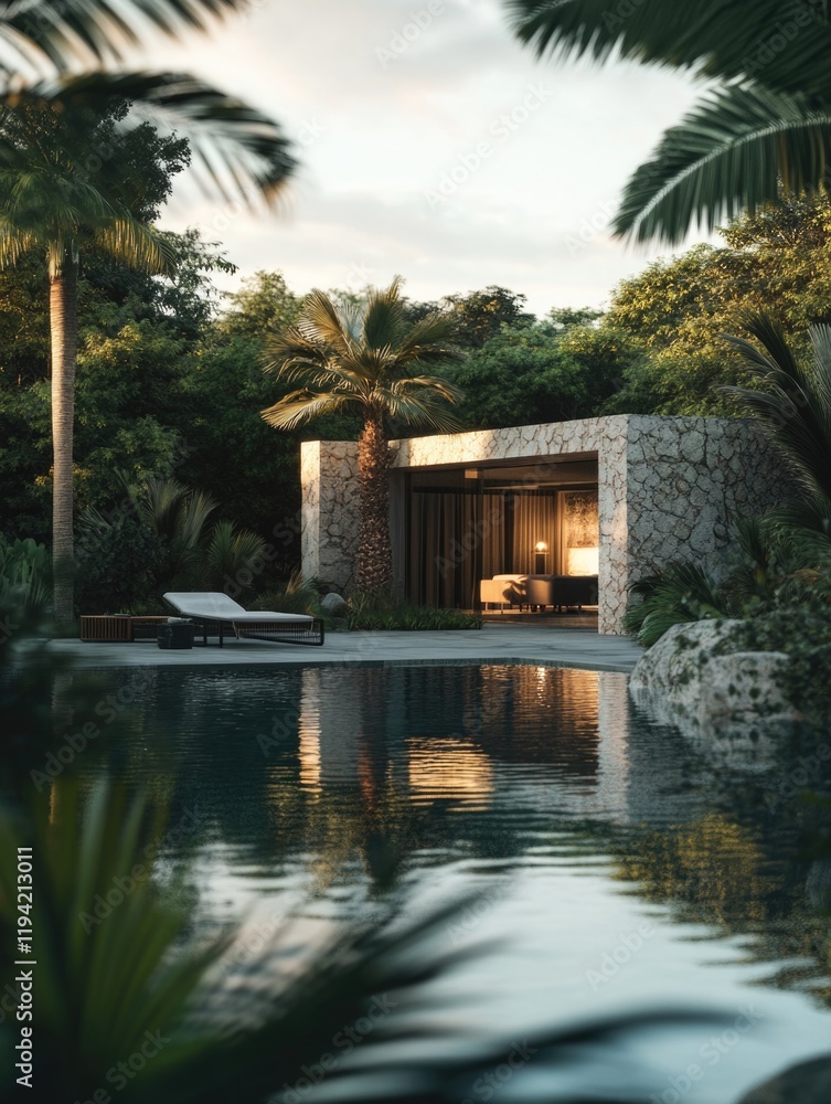 Obraz premium Pool in Lush Green Forest