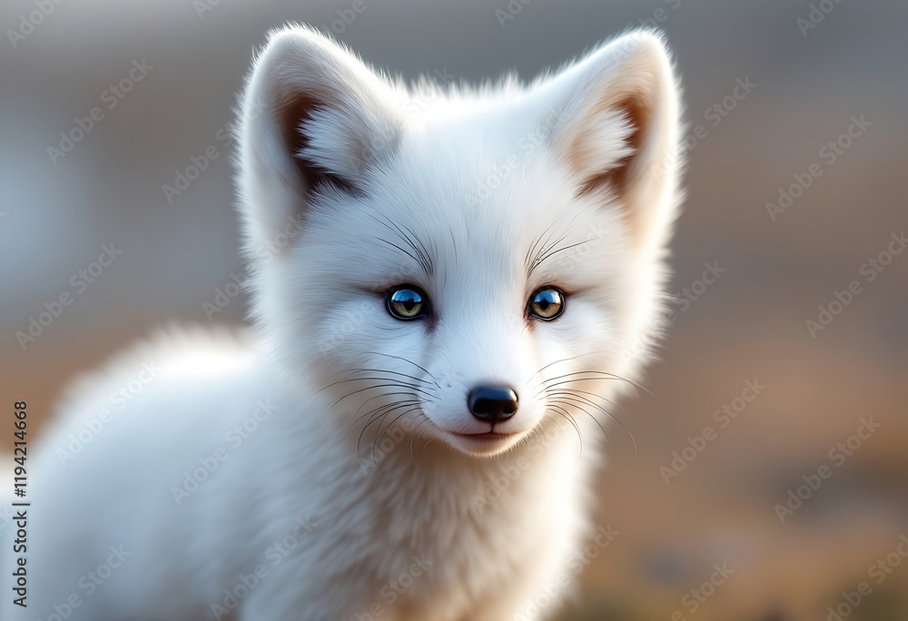 Adorable White Fox Kit Close Up Wildlife Photo Adorable White Fox Kit Close Up Wildlife Photo