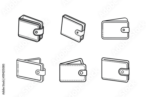 wallet line art vector illustration