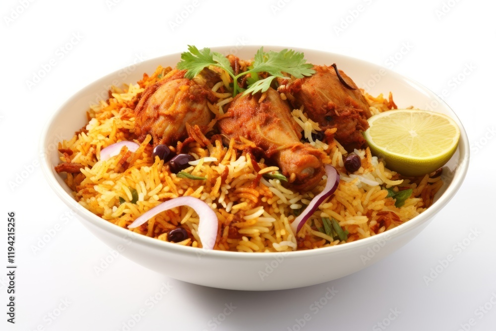 Indian biryani food white background vegetable. Indian biryani food white background vegetable.
