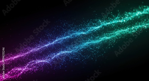 Wallpaper Mural Vibrant digital wave: colorful particle flow on black background Torontodigital.ca