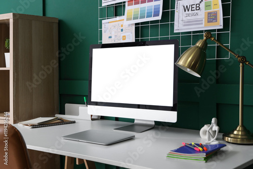 Blank computer monitor with...
