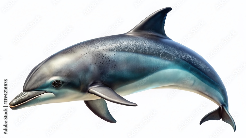 Fototapeta premium Isolated Dark Gray Dolphin - Underwater Wildlife Stock Photo