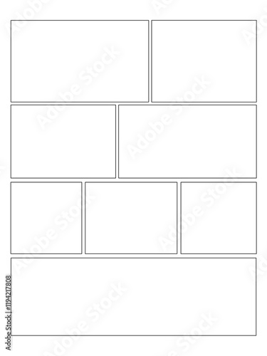 template for manga comic panels. Comic or Manga background frames and panels, designed for use by mangaka or comic artists. 