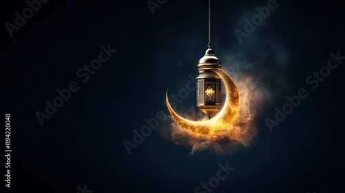 Wallpaper Mural Elegant Lantern Hanging Against Dark Background with Moon Design Torontodigital.ca