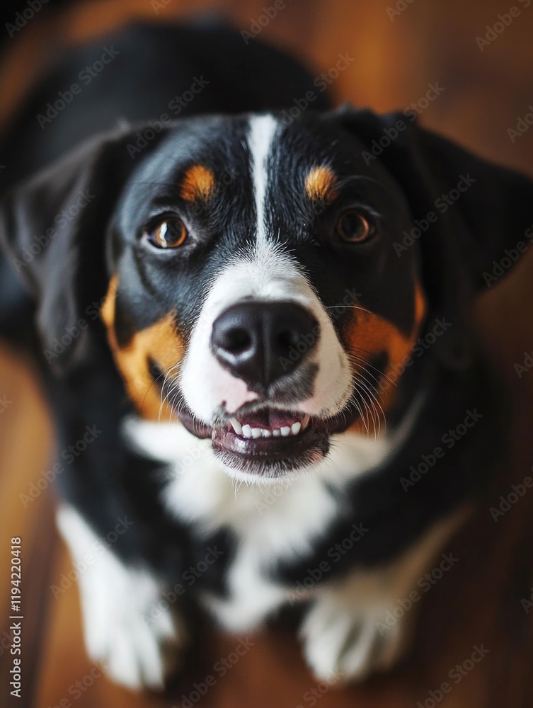 Dog on Wooden Floor