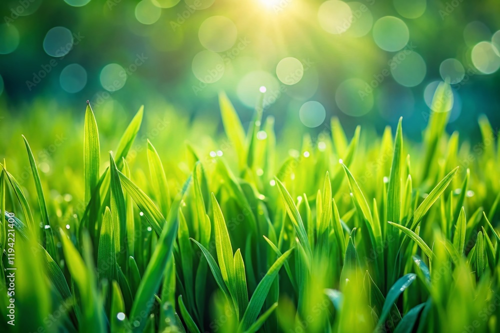 Fototapeta premium Lush Green Bermuda Grass Lawn Close Up - Vibrant Spring Growth Stock Photo