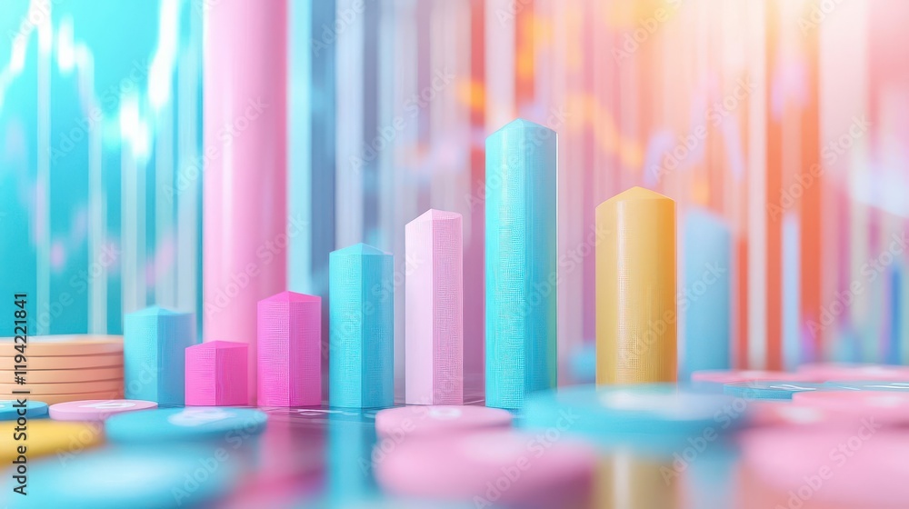 A vibrant, abstract representation of financial graphs with colorful bar charts and coins, symbolizing economic growth and investment. A vibrant, abstract representation of financial graphs with colorful bar charts and coins, symbolizing economic growth and investment.