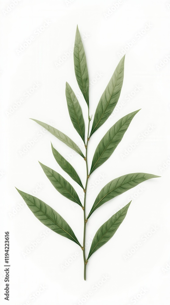 Fototapeta premium Branch Of A Olive Tree With Leaves Isolated On White
