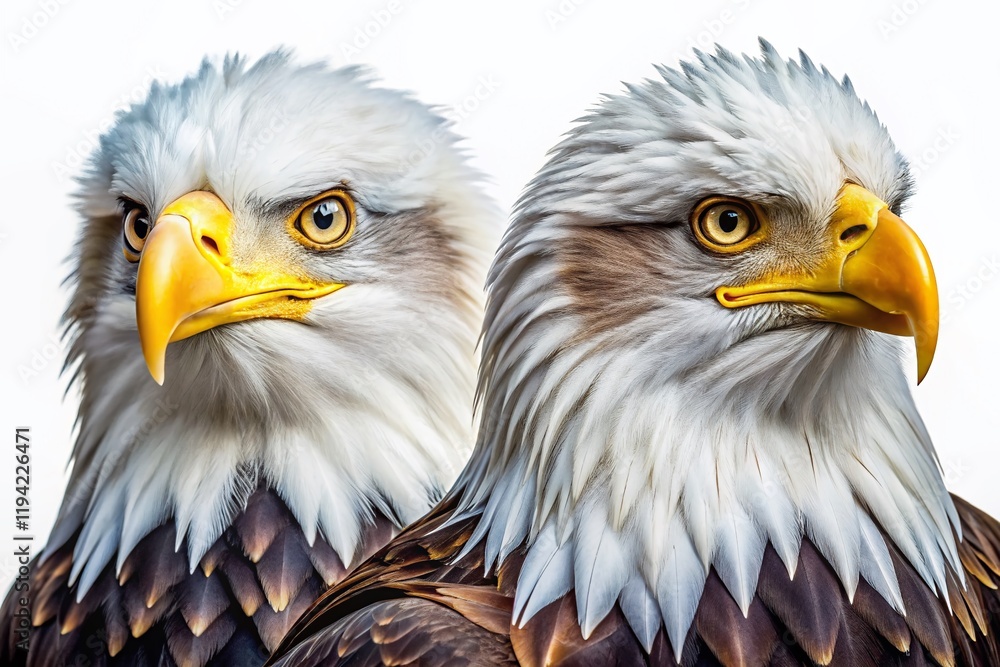 Majestic Bald Eagles Isolated on White: High-Resolution Stock Photos for Wildlife & Nature Projects Majestic Bald Eagles Isolated on White: High-Resolution Stock Photos for Wildlife & Nature Projects