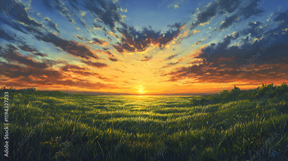 sunset over the field sunset over the field