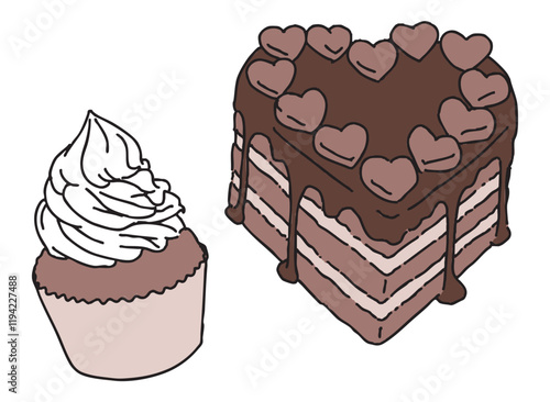 チョコレートを使った手作りケーキのイラスト