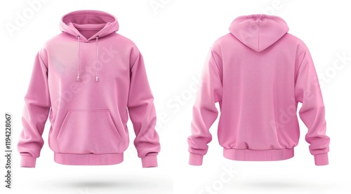 Wallpaper Mural et of vibrant pink hoodies, front and back views isolated on white background for mockups and advertising Torontodigital.ca