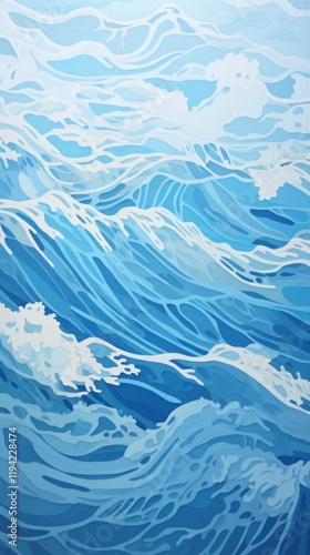 Clear blue ocean outdoors painting nature.