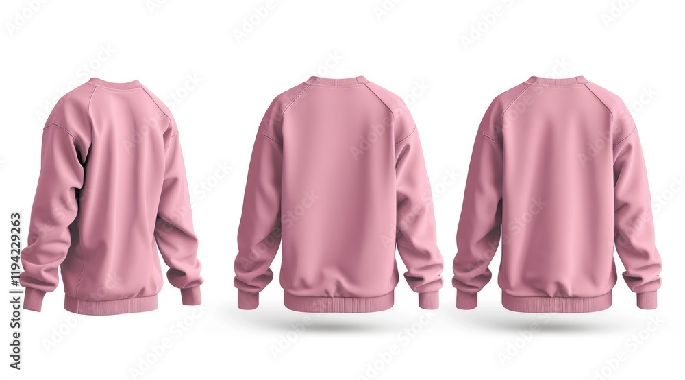 Detailed Front and Back View of Pink Sweatshirt Isolated on White Background for Graphic Design and Marketing Detailed Front and Back View of Pink Sweatshirt Isolated on White Background for Graphic Design and Marketing