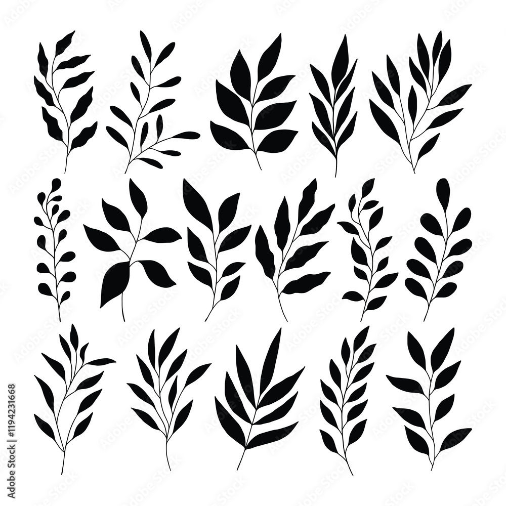 Fototapeta premium Set of branch and leaves vector