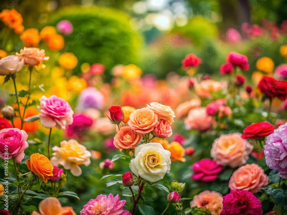 Fototapeta premium Miniature English Garden Roses: Tilt-Shift Photography