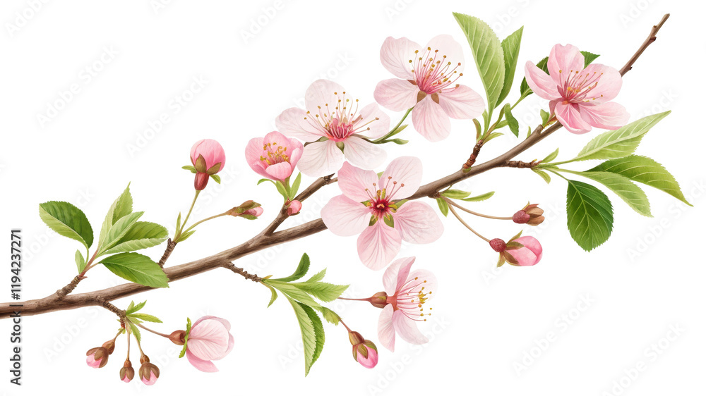 Pink Blossom Branch Illustration Digital Painting, Isolated on Transparent Background, Spring Floral Design, Spring, Blossom, Floral Pink Blossom Branch Illustration Digital Painting, Isolated on Transparent Background, Spring Floral Design, Spring, Blossom, Floral