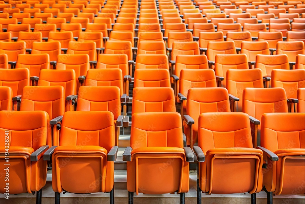 Fototapeta premium A large auditorium filled with orange chairs