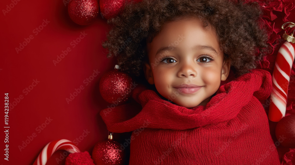 Joyful child celebrating saint nicholas day with festive decorations Joyful child celebrating saint nicholas day with festive decorations