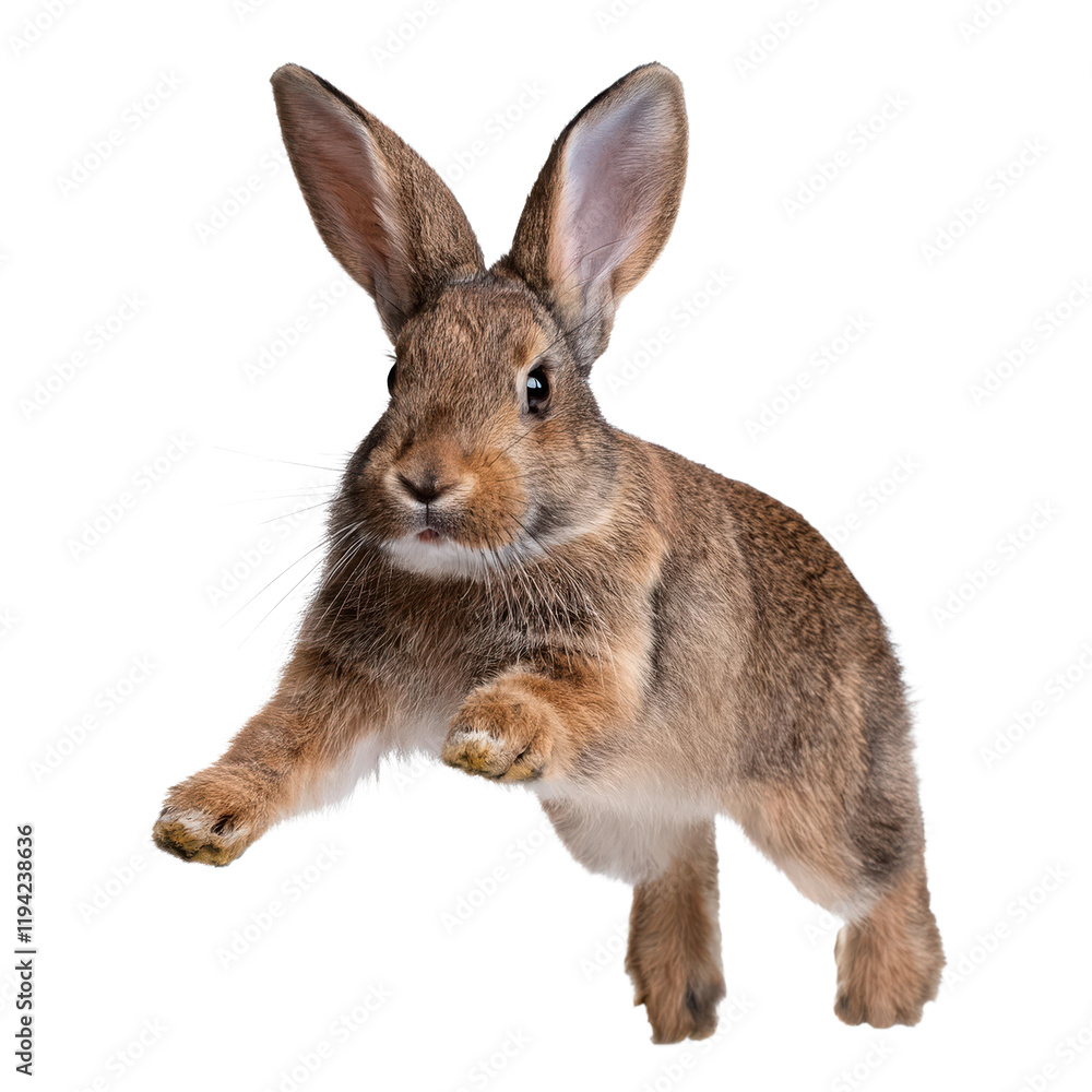Rabbit jumping in mid-air, white isolated background. Rabbit jumping in mid-air, white isolated background.