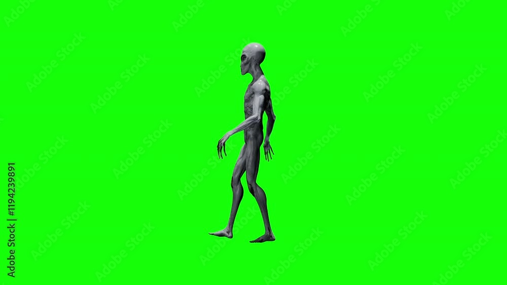 Alien Walk Cycle Side view looped Realistic animation with Alpha map for easy background removal Alien Walk Cycle Side view looped Realistic animation with Alpha map for easy background removal