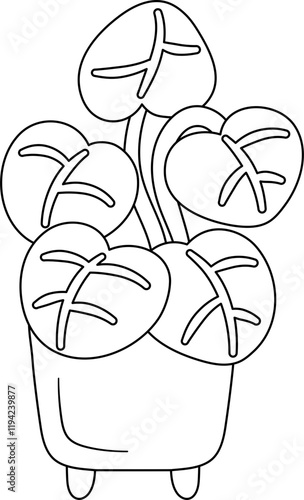 houseplant outline coloring printable for kid