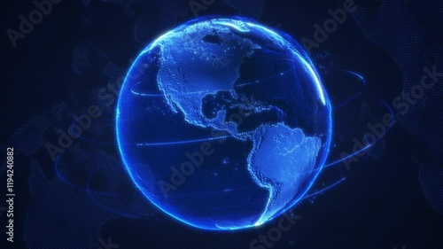 Sci  Fi  Futuristic Hologram like Globe Seamless Looping Animated Motion Background Blue