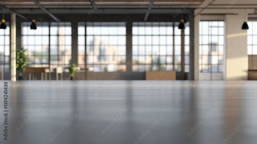A spacious, modern interior with large windows, showcasing a clean floor and city skyline view, ideal for work or creative activities. A spacious, modern interior with large windows, showcasing a clean floor and city skyline view, ideal for work or creative activities.