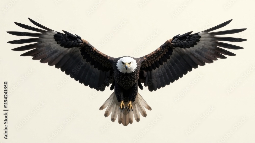 Obraz premium Majestic Bald Eagle in Flight A Powerful Symbol of Freedom and Soaring Strength