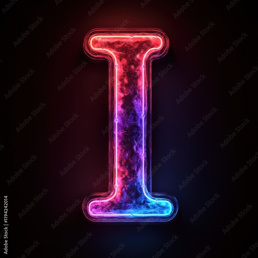 Neon Letter I: Glowing Red and Blue Alphabet Neon Letter I: Glowing Red and Blue Alphabet