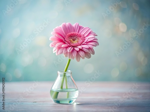 Minimalist Pink Flowers in Vase - Elegant Floral Still Life Stock Photo