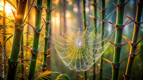 Minimalist Spiderweb in Japanese Garden, Morikami Museum photo