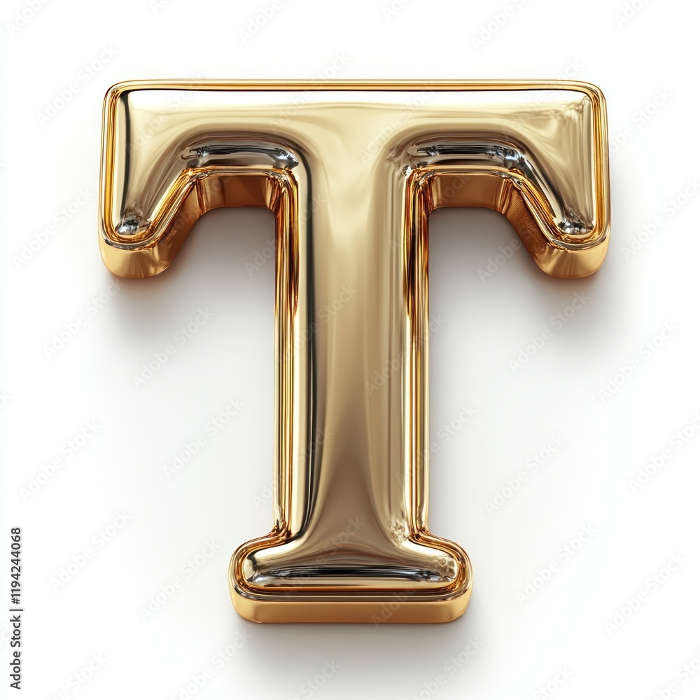 Golden Letter T: 3D Render of a Shiny, Polished Gold Letter T Golden Letter T: 3D Render of a Shiny, Polished Gold Letter T