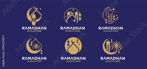 Ramadan month logo concept, collection of Islamic logos for the month of Ramadan