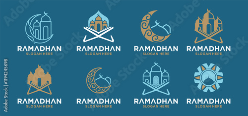 Ramadan logo concept, collection of Islamic logos for Ramadan events.