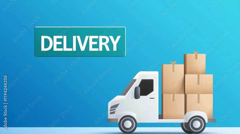 A graphic of a delivery truck with boxes, illustrating shipping and logistics. A graphic of a delivery truck with boxes, illustrating shipping and logistics.