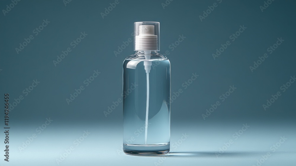Clear Spray Bottle on Teal Background: Product Photography Clear Spray Bottle on Teal Background: Product Photography