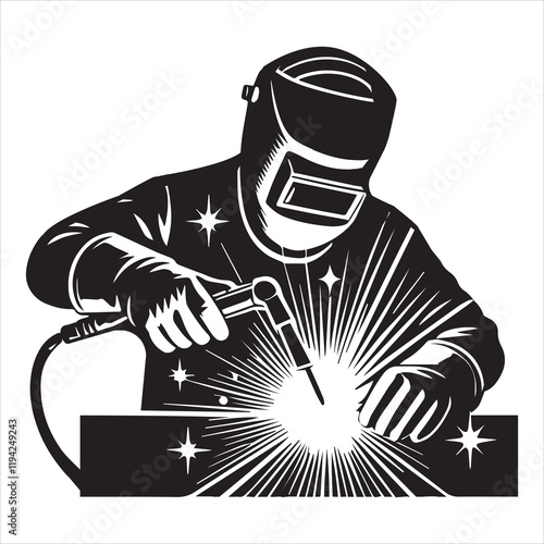 Welding Steel Metal vector illustration, Welder clipart design
