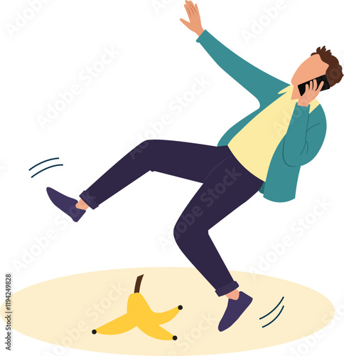 a man slipped by a banana illustration 